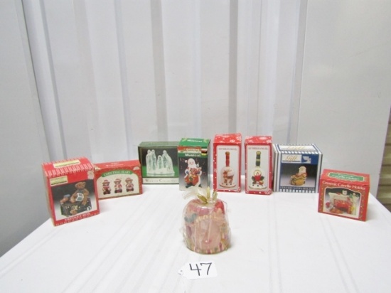 Lot Of N I B Christmas Themed Items: Trinket Box, Bells, Candle, Music Box,