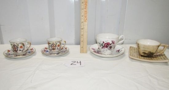 Lot Of 4 Sets Of Vtg Cups And Saucers