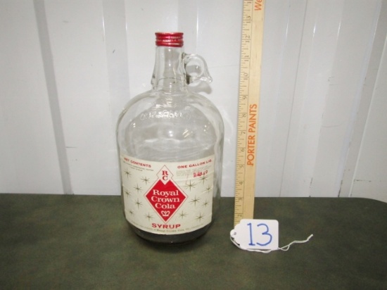 Vtg 1969 One Gallon Glass R C Cola Syrup Finger Jug