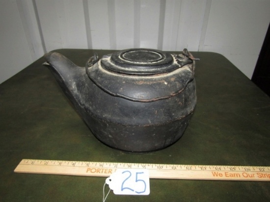 Vtg Cast Iron Camping Coffee Pot No. 8 With T Embossed On Bottom