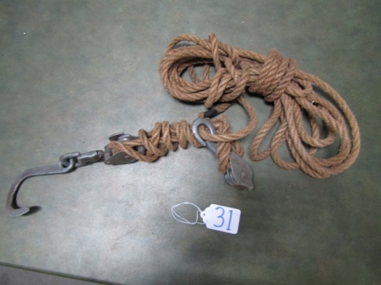 Vtg M. Klein & Sons 1802-30 Block & Tackle And At Least 25 Feet Of Rope