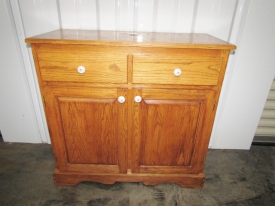 Modern Solid Oak Kitchen Buffet W/ Porcelain Knobs ( Local Pick Up Only )