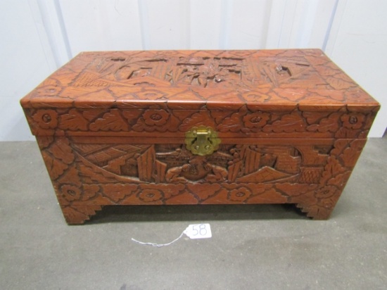 Vtg Beautifully Carved Oriental Camphor Wood Trunk ( Local Pick Up Only )