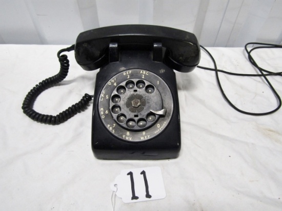 Vtg 1960s Black Western Electric Rotary Telephone