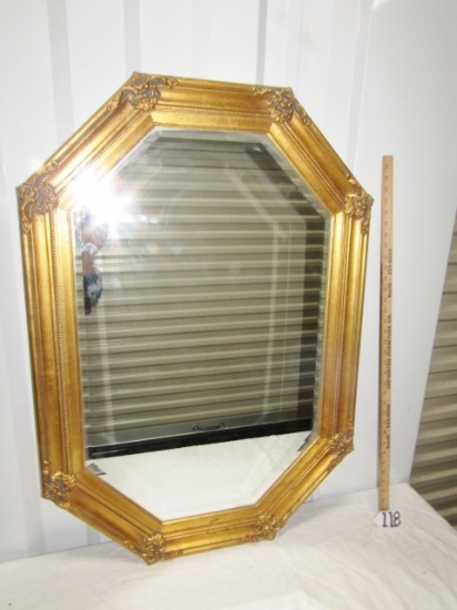 Beveled Glass Wall Mirror In A Gilded Wood Frame ( Local Pick Up Only )