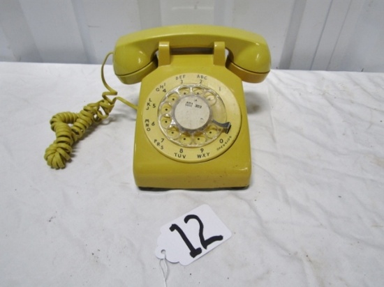 Vtg Yellow Western Electric Rotary Telephone