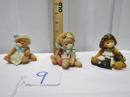 3 Enesco Calico Kittens Figurines