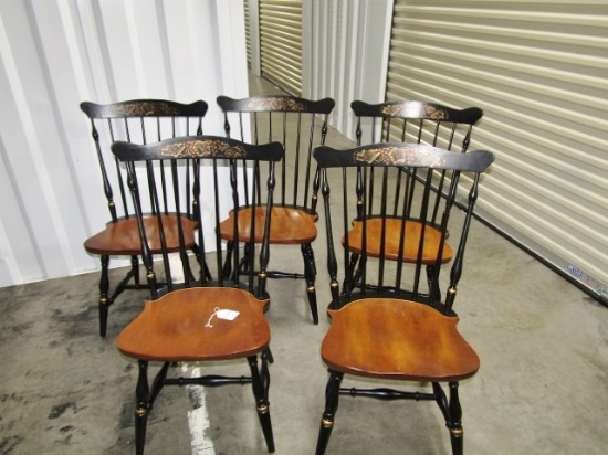 Set Of 5 Genuine Post 1946 L. Hitchcock Stenciled Dining Room Chairs ( Local Pick Up Only )