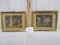 2 Antique Prints In Frames Of Animals Playing Musical Instruments