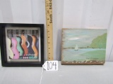 Modern Framed Art Print Live In Harmony And Oil On Board Seascape