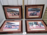 Set Of 4 Framed And Matted Prints Of Old Indy Cars By F H Stout