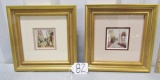 2 Small Matted And Framed Prints Signed On Back And Titled By The Artist