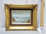 Beautiful Oil On Board Seascape Painting In Golded Frame