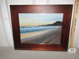 Original Chalkware Painting In A Solid Wood Frame