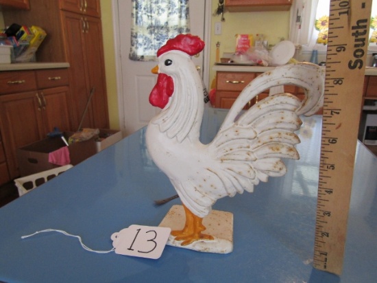 Vtg Cast Iron Rooster Door Stop