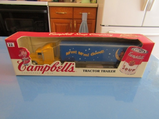 1996 N I B Campbell's Soup Diecast Metal Tractor Trailer Truck Bank By Ertl
