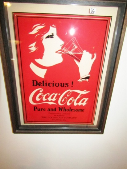 Retro Reverse Painted Glass Coca Cola Advertising Sign