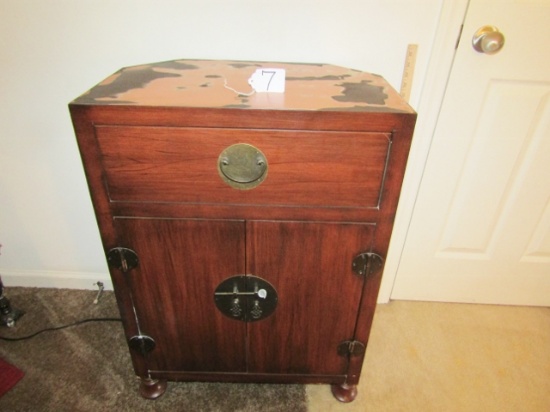 Vtg Solid Wood Oriental Shoe Cabinet ( Local Pick Up Only )