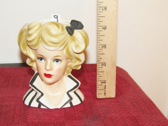 Vtg Lady Head Vase By Relpo And Numbered K-1864