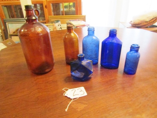 Lot Of Cool Vtg Glass Bottles: Clorox (2), Milk Of Magnesia, Squibb,
