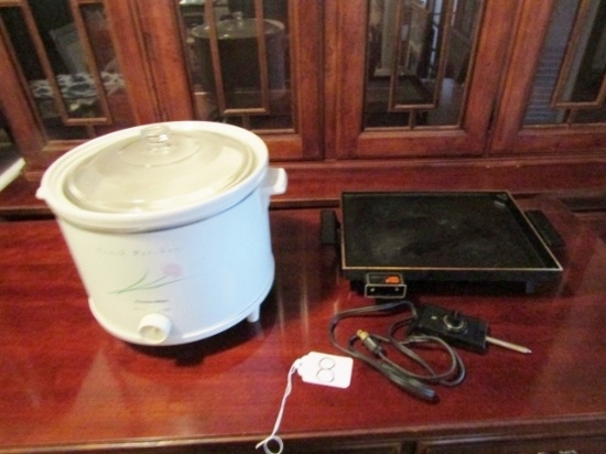 Large Proctor Silex Electric Crock Pot And A Presto Liddle Griddle