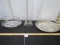 Beautiful Lead Silver Pate W/ Lead Crystal Inserts And Salt & Pepper Stand