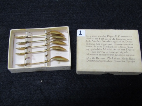 Vtg Set Of 5 Gold Plated Over Sterling Silver Demitasse Spoons Made In