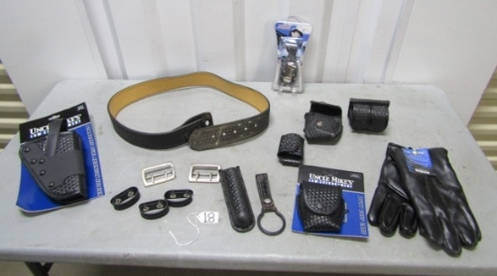 Lot Of Never Used Police Equipment: Dual Retention Holster; Belt,