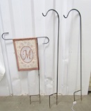 Wrought Iron Banner Hook And 2 Wrought Iron Shepherd's Hooks (LOCAL PICK UP ONLY)