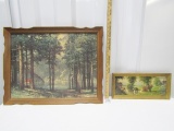 2 Mid Century Prints On Cardboard In Frames