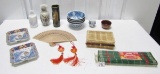 Lot Of Very Nice Oriental Items: Porcelain, Mats, Fan, Etc