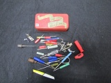 Vtg Metal Sewing Machine Accessories Box W/ Contents