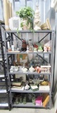 Entire Rack Of Miscelaneous Items: Depression Glass, Porcelain Figurines, Etc (LOCAL PICK UP ONLY)