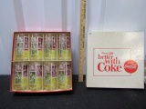 Vtg 1962 Set Of 8 Coca Cola Multi Colored Sports Themed Glasses W/ Box