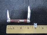 Vtg Case No Dot(s) 6208 Half Whittler Pocket Knife W/ Red Bone Handle