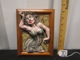 Vtg And Unique Hand Made From Raw Clay Picture And Frame