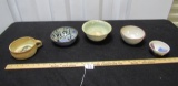 Very Nice Lot Of 5 Different Hand Thrown Pottery Bowls, All Are Signed