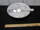 Solid Marble Cake Stand And Marble Handled Cake Knife