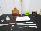 Miscellaneous Lot: Corning Ware Knives, Heritage Cutlery Butcher Knife,