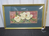 Framed And Triple Matted Print Of Magnolia Blossoms