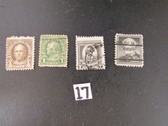 4 U. S. Stamps: 1/2 Cent Nathan Hale; 1 Cent Benjamin Franklin; 7 Cents