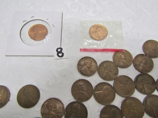 A 1910, 1916, 1958 B U Wheat Pennies, A 1964 B U Memorial Penny, And