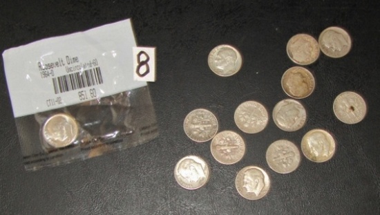 Lot Of 14 Silver Roosevelt Dimes