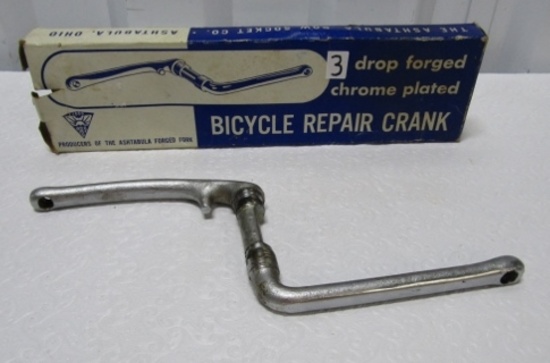 Vtg Drop Forged, Chrome Plated Ashtabula Bicycle Repair Crank W/ Box