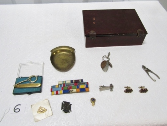 Men's Jewelry And Accessory Lot Including Vtg Jewlery Box