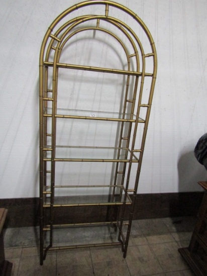 Arched And Bronzed Metal Display Shelving  LOCAL PICK UP ONLY