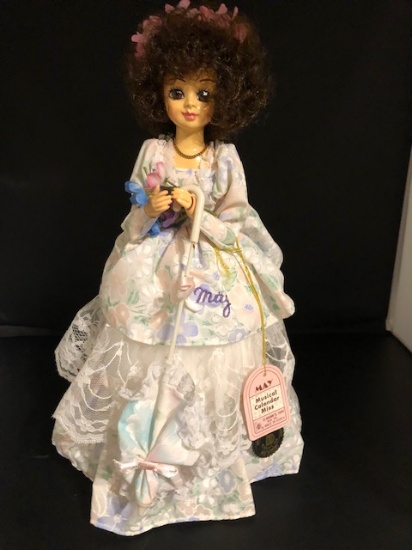 Vtg Brinn's 1986 Musical Calendar Collectible May Doll