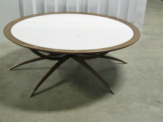 Very Nice Vtg Danish Modern ( 1960s ) Spider Leg Round White Glass Top LOCAL PICK UP ONLY