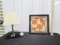 Nice Small Lamp W/ Timer And A Beautiful Framed Print