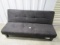 Black Velour Like Upholstered Futon Couch